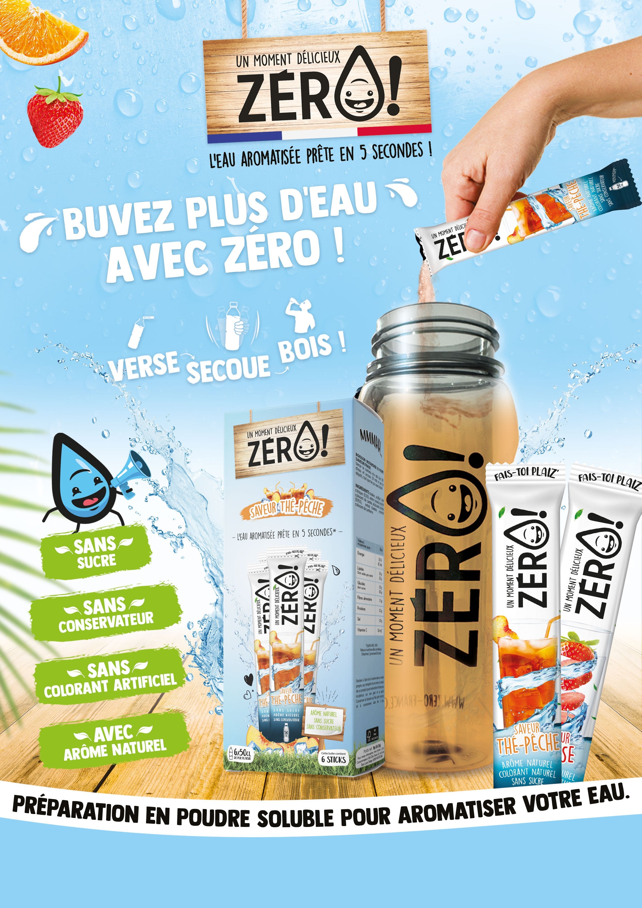 Stokomani 6 sticks saveur the peche boisson instantanee peche