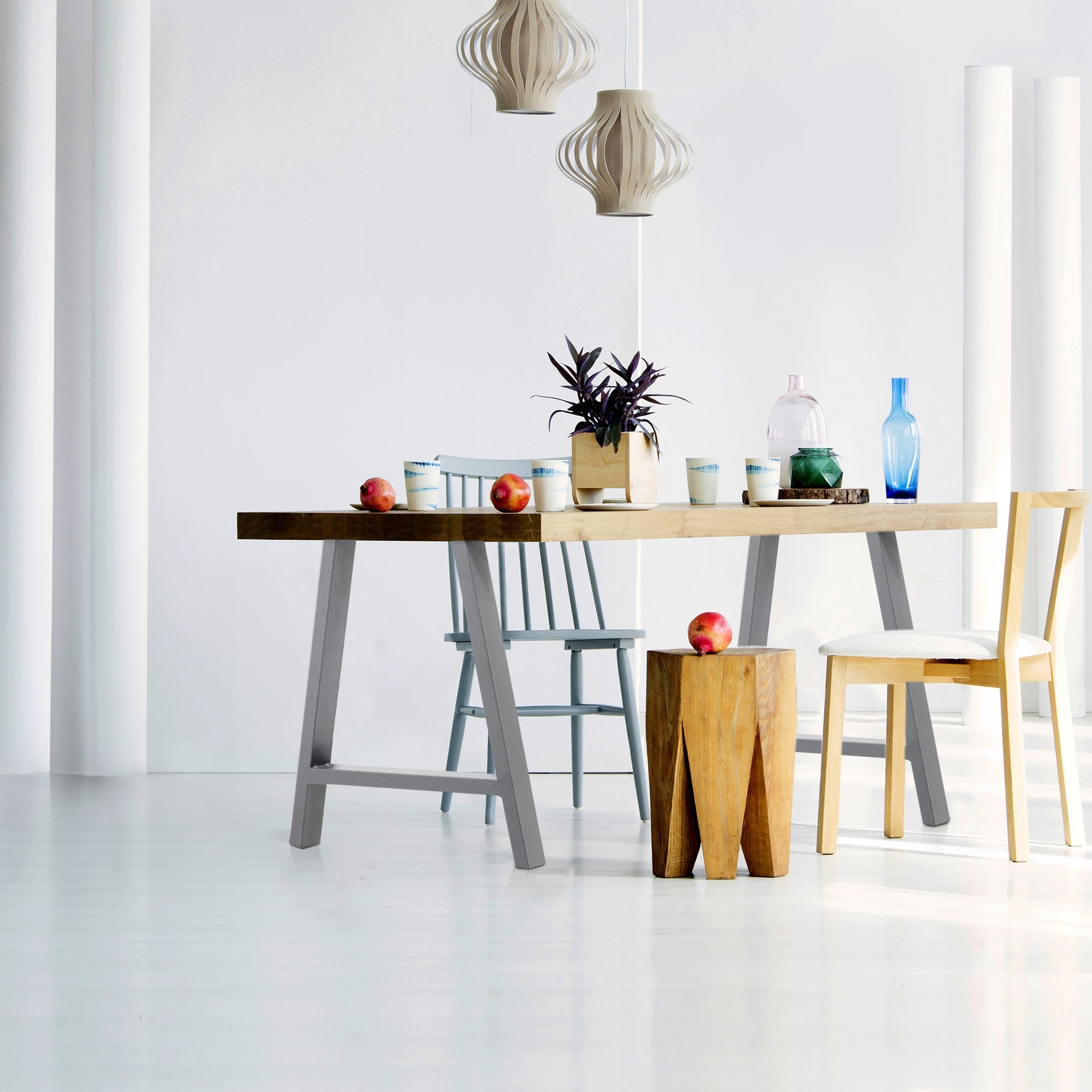 ECD Germany pieds table acier gris 70x72 cm A-design lot 2
