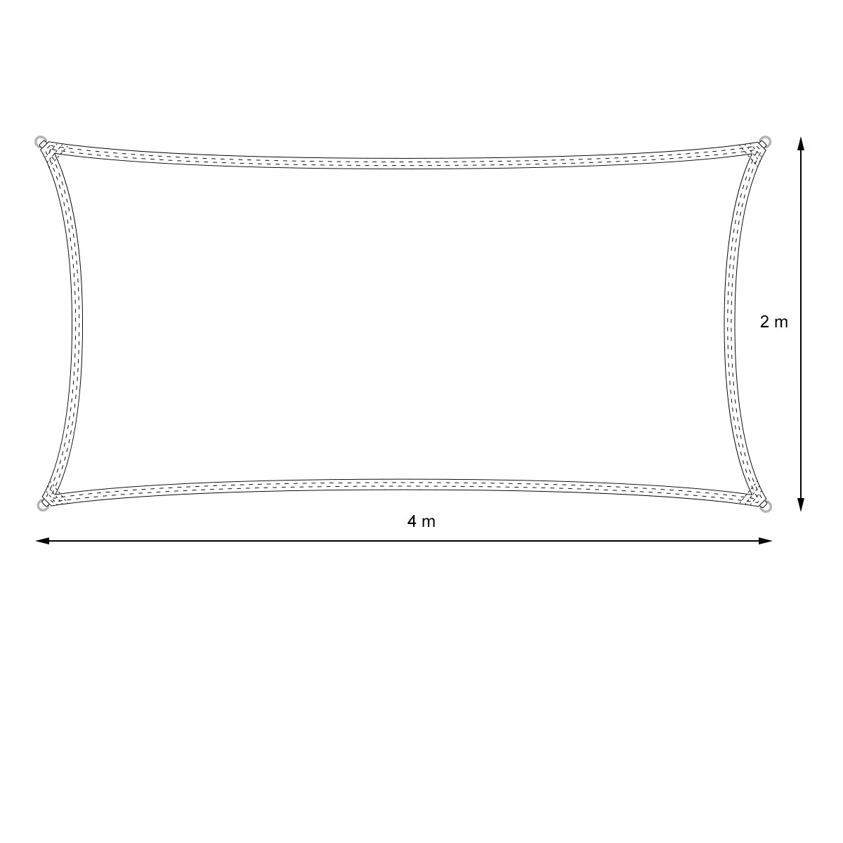 ECD Germany Garten voile ombrage 2x4 m anthracite HDPE