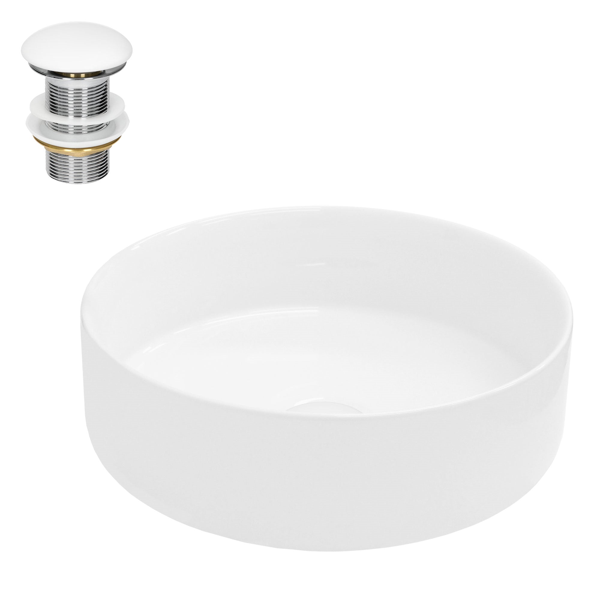 ECD Germany Sanitär vasque ronde blanche 35,5 cm avec bonde