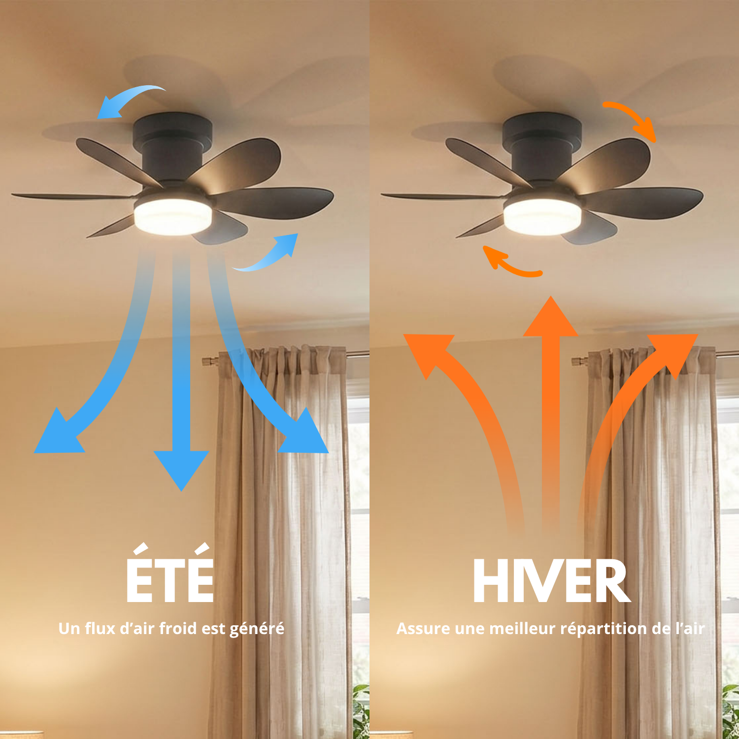 Red Deco Mistral ventilateur plafond 52cm LED noir télécommande