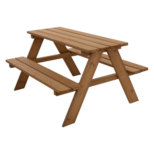 ECD Germany Kinder table pique-nique enfant marron 4 places bois