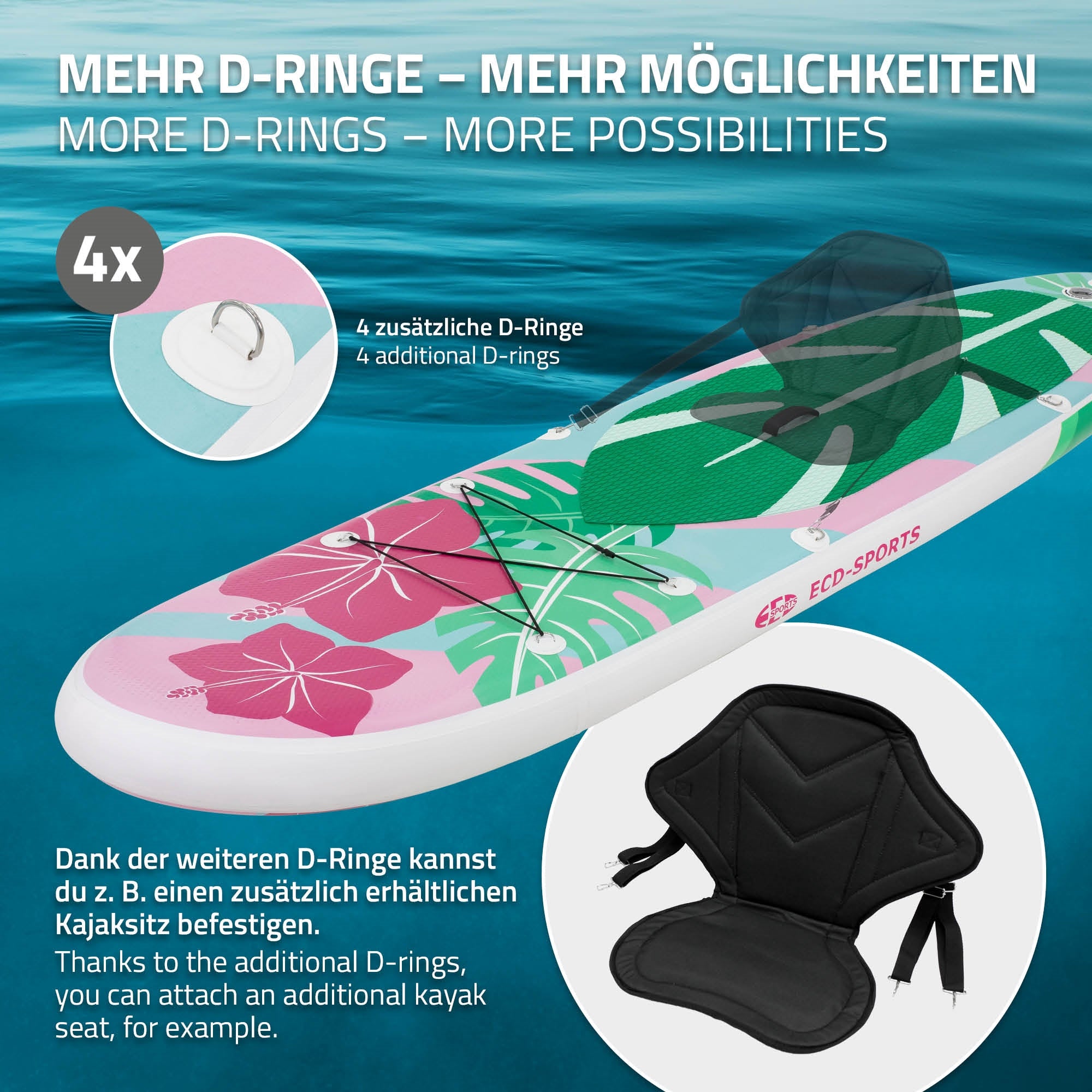ECD Germany Flowers stand up paddle gonflable mint 320 cm