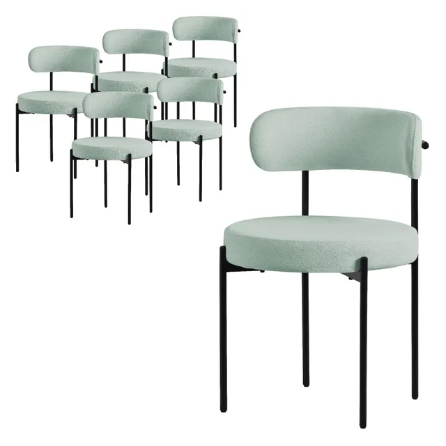 ECD Germany Möbel chaise salle à manger vert lot 6 bouclé