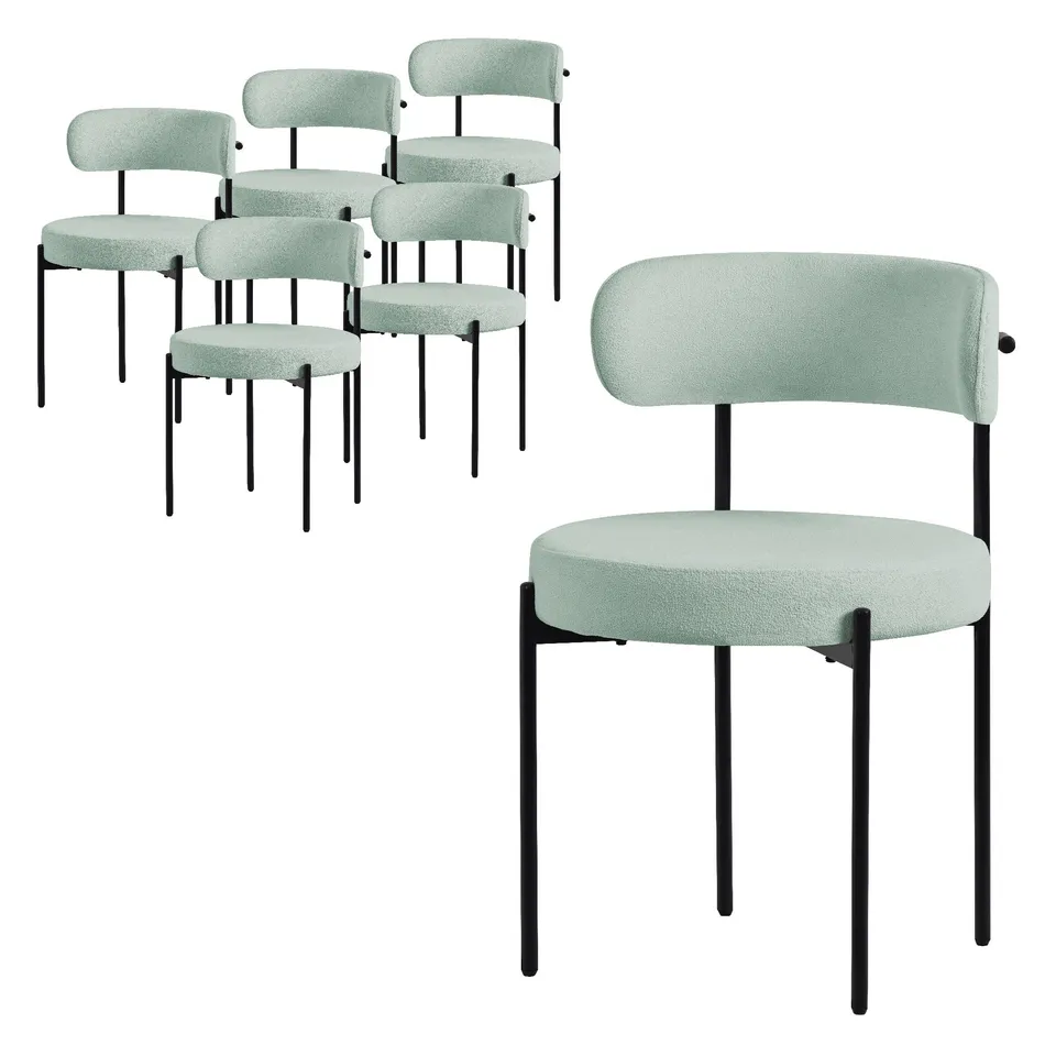 ECD Germany Möbel chaise salle à manger vert lot 6 bouclé