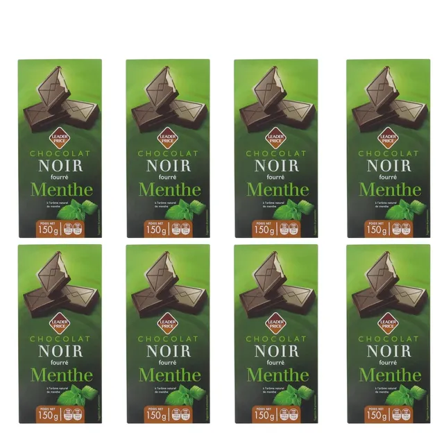 Leader Price Chocolats Chocolat Noir Fourré Menthe 150g Lot 8