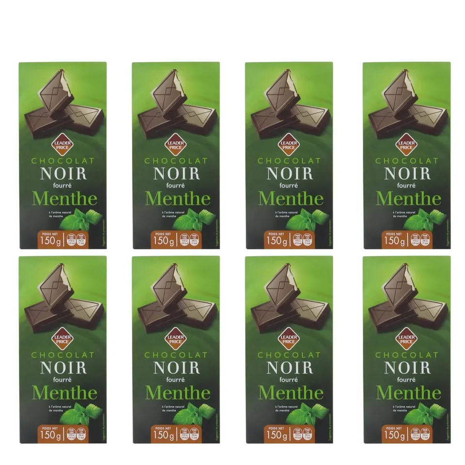 Leader Price Chocolats Chocolat Noir Fourré Menthe 150g Lot 8