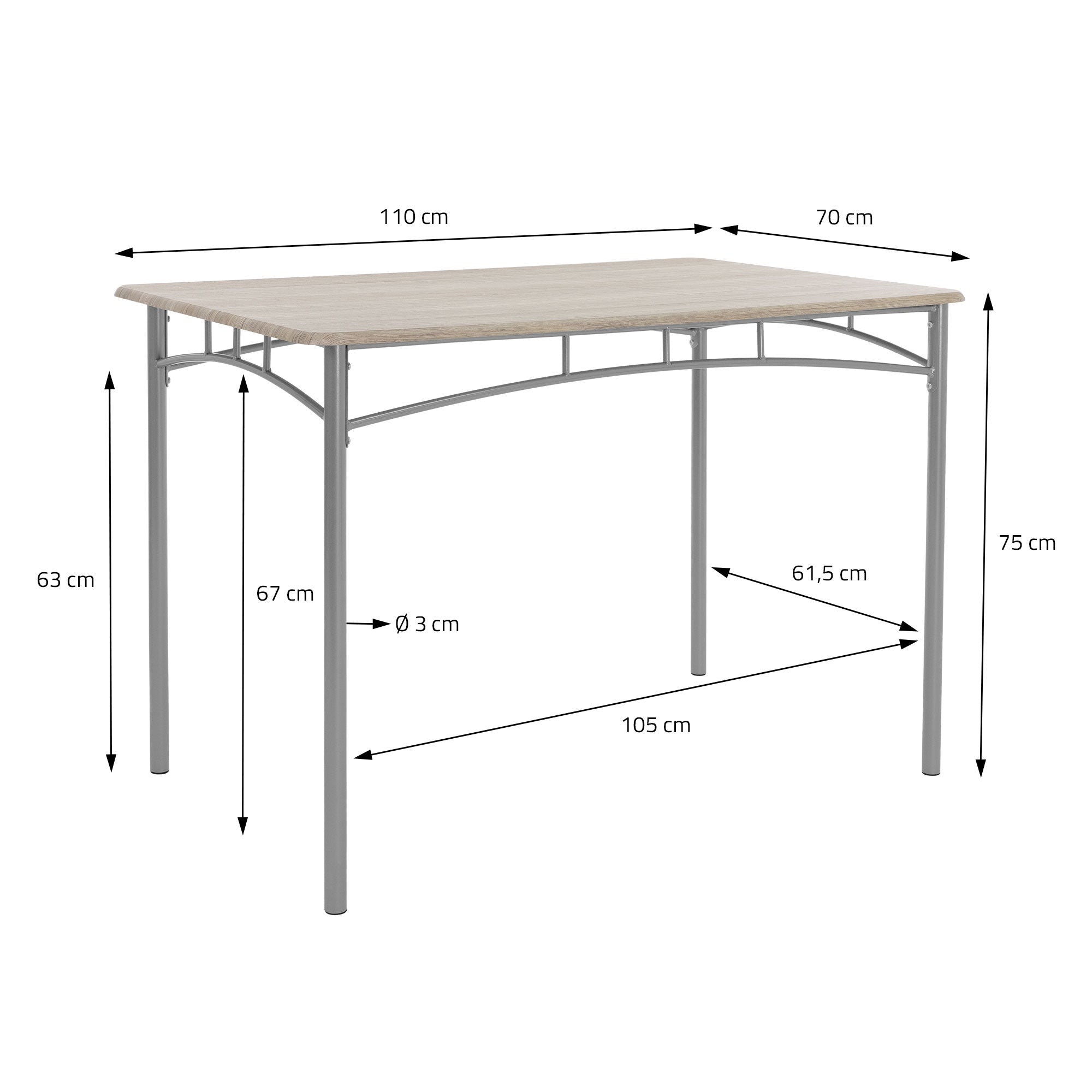 ECD Germany ML-Design ensemble repas 5 pièces chêne clair