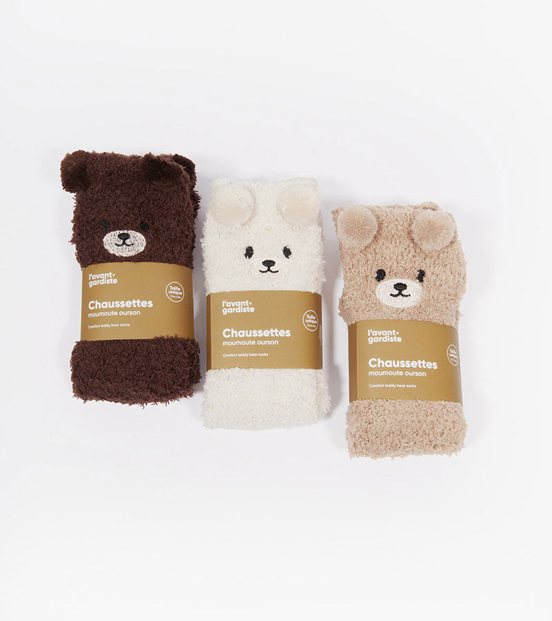 L'avant gardiste Lifestyle & Fun chaussettes Ourson moumoute beige