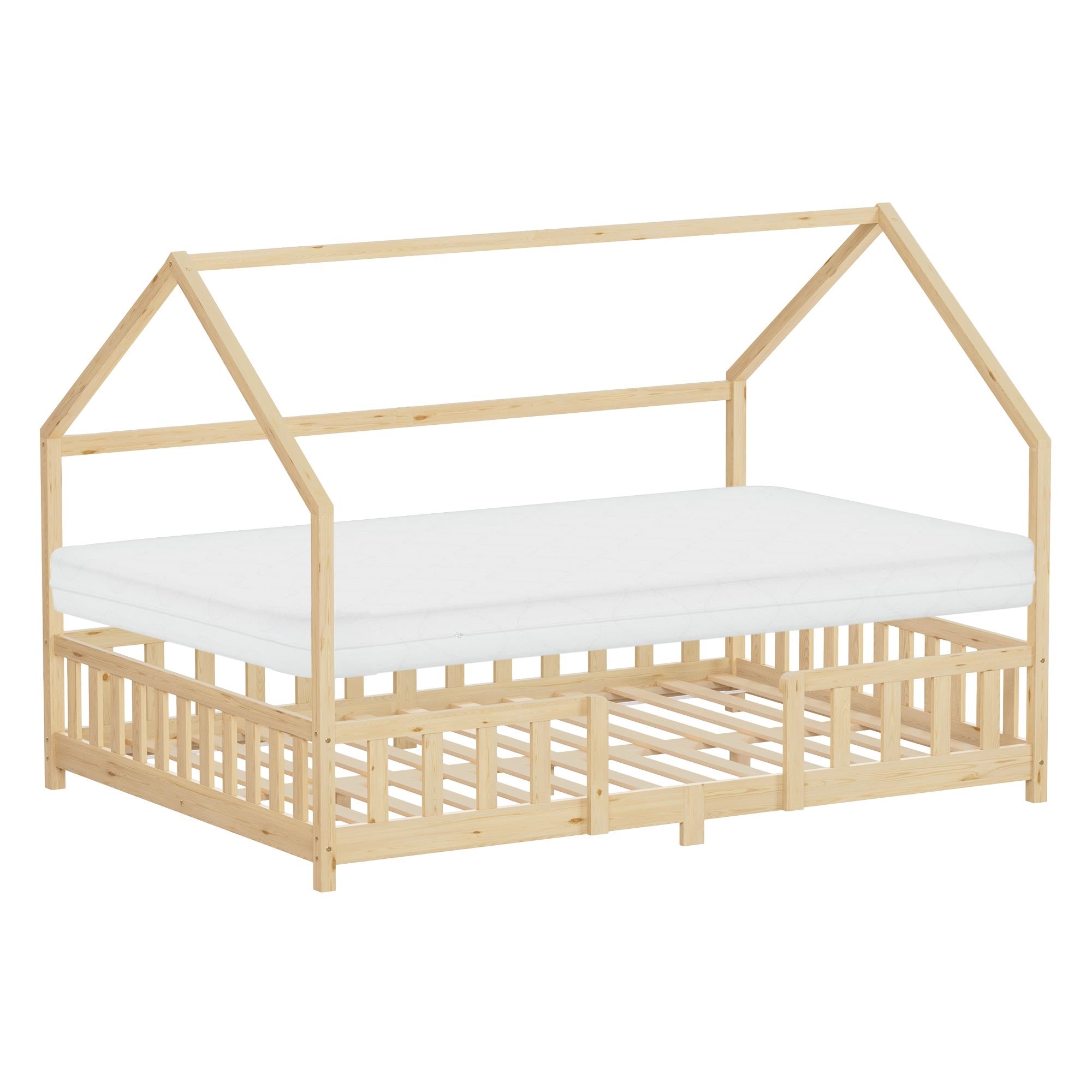 ECD Germany Kinder lit cabane 140x200 pin matelas 16cm