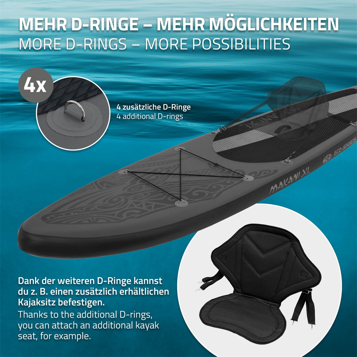 ECD Germany Makani Paddle gonflable noir 380 cm XL