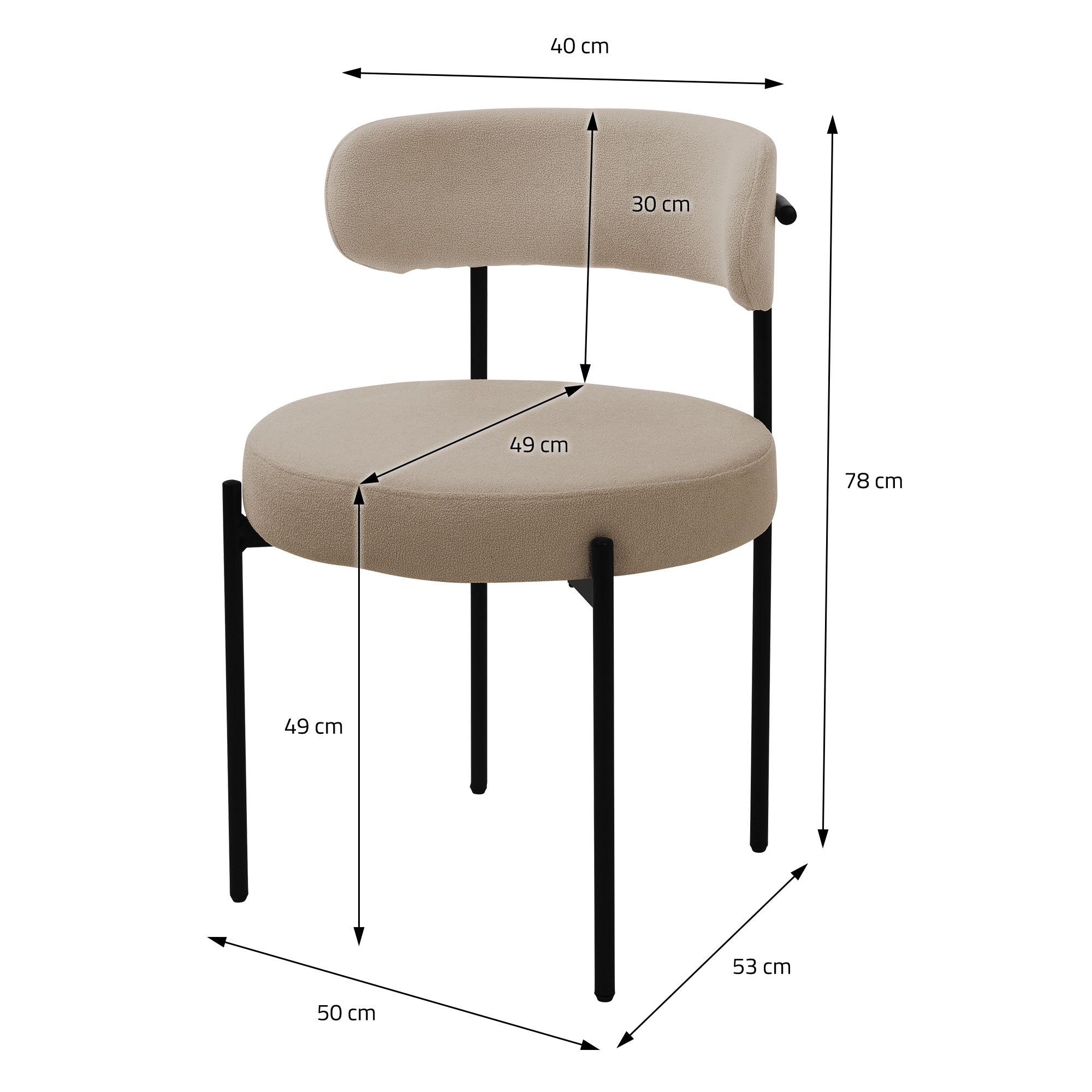 ECD Germany ML-Design chaise bouclé marron dossier lot de 2