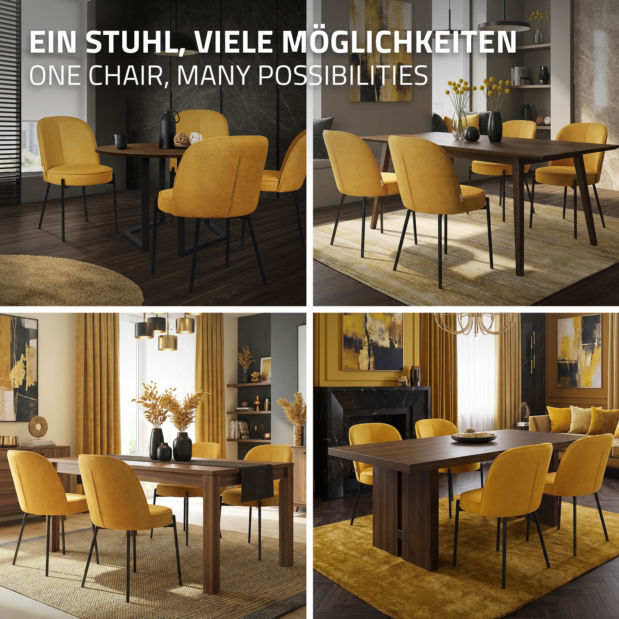 ML-Design Chaise salle à manger moutarde tissu lot de 4