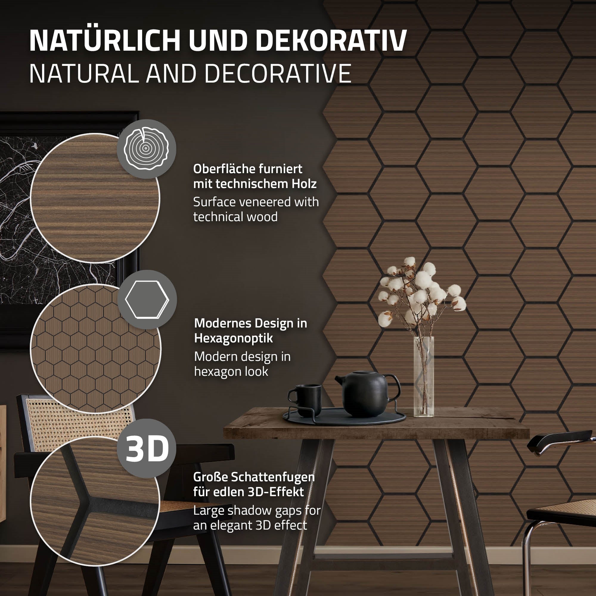 ECD Germany Panneau Acoustique Nid d'Abeille Brun 1 m²
