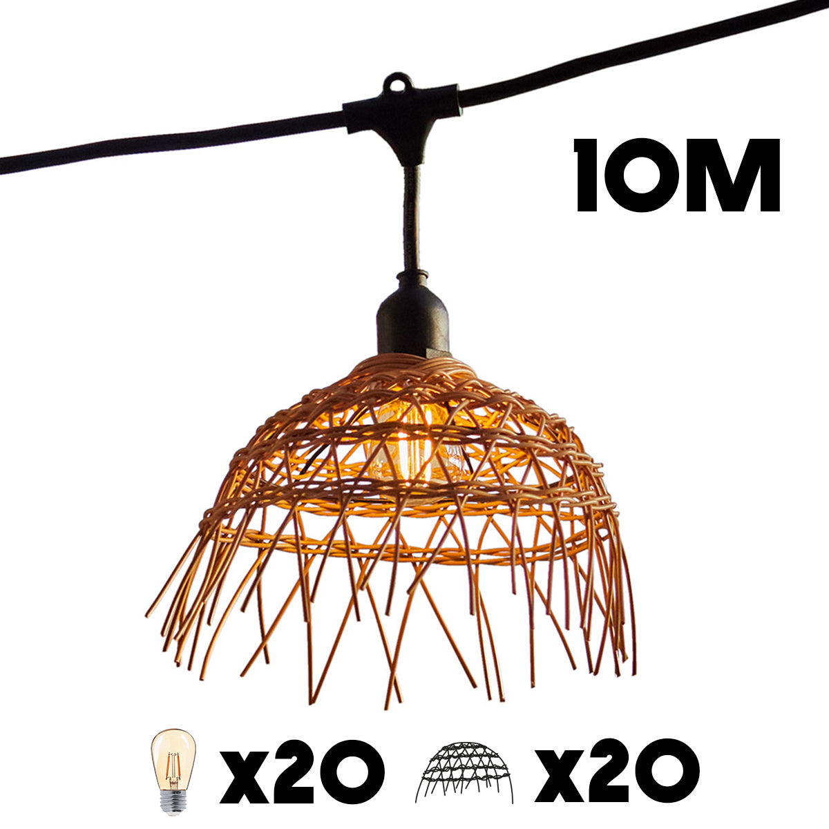 Red Deco Hawaii Light guirlande lumineuse 20 LED rotin 10 m