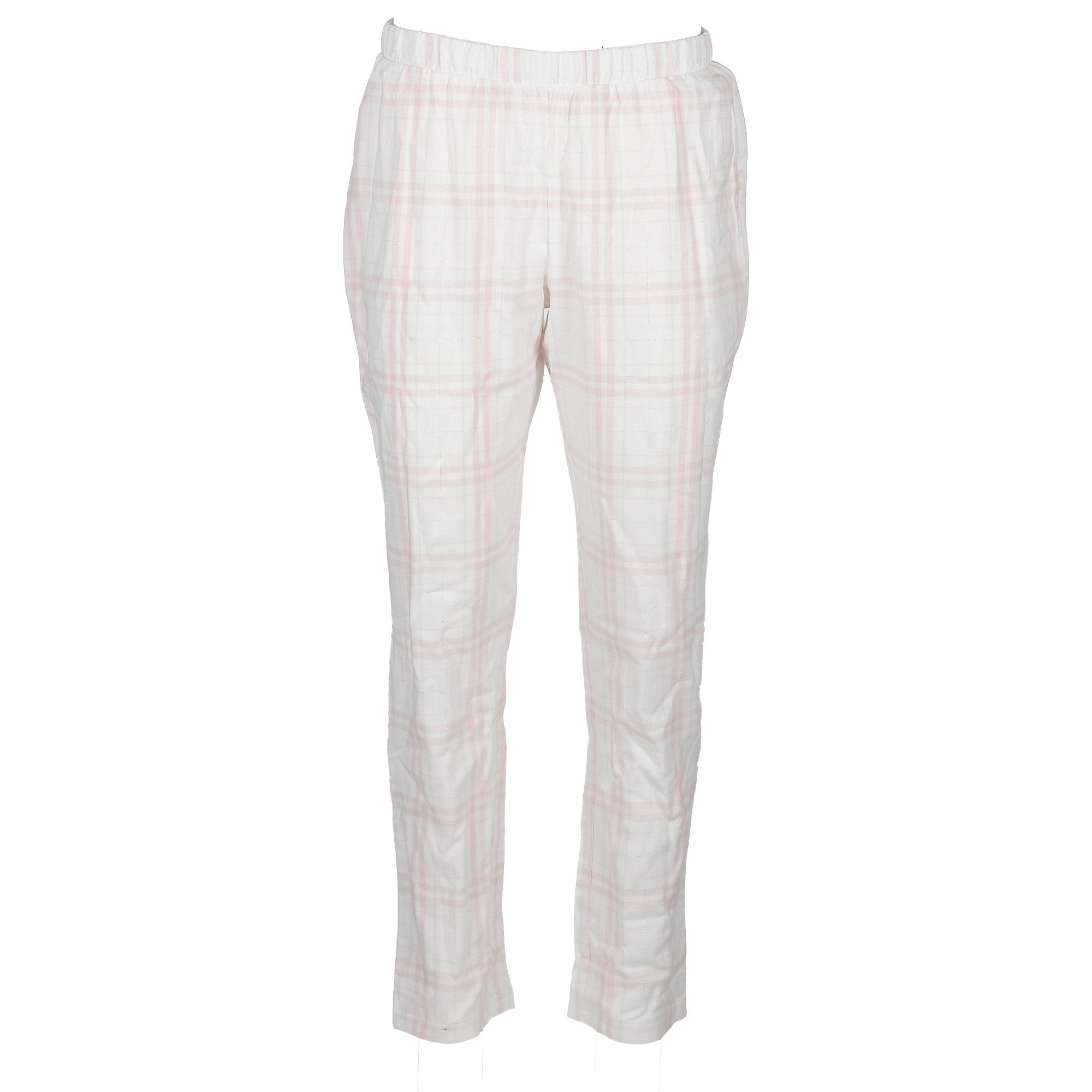 Stokomani Mode Pyjama long jersey carreaux blanc femme