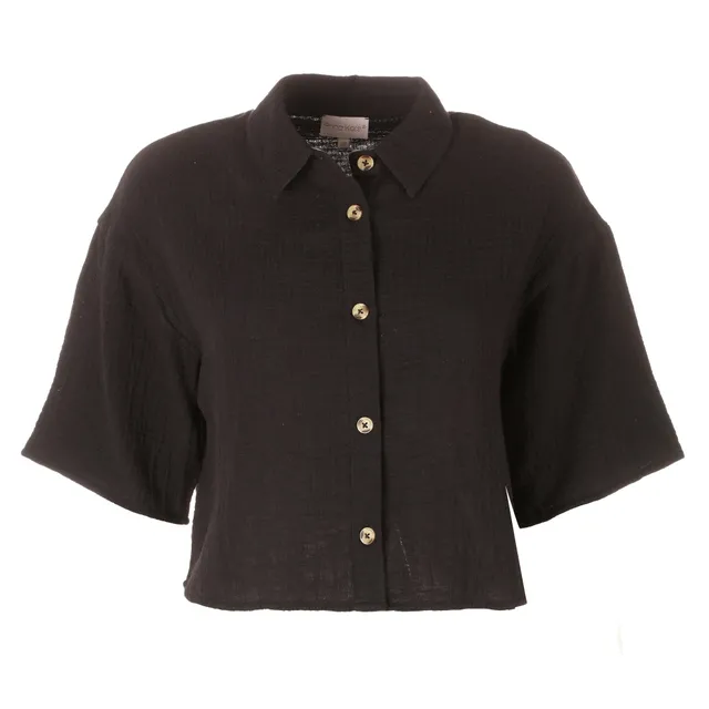 Stokomani Mode chemise gaze de coton noir taille 42