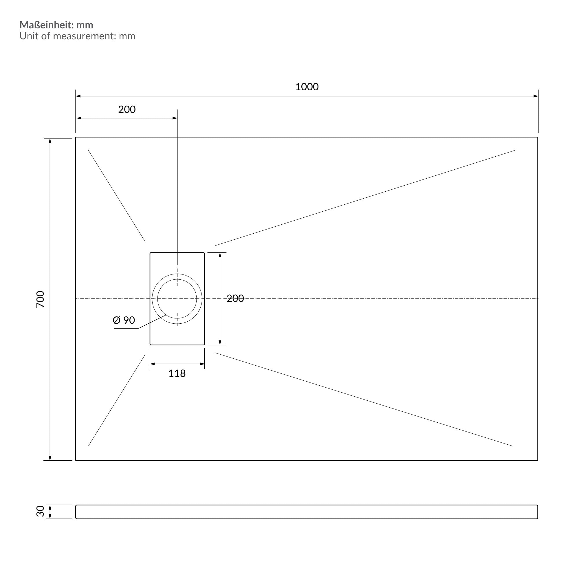 ECD Sanitär LuxeBath Receveur 100x70cm Noir Extra-plat