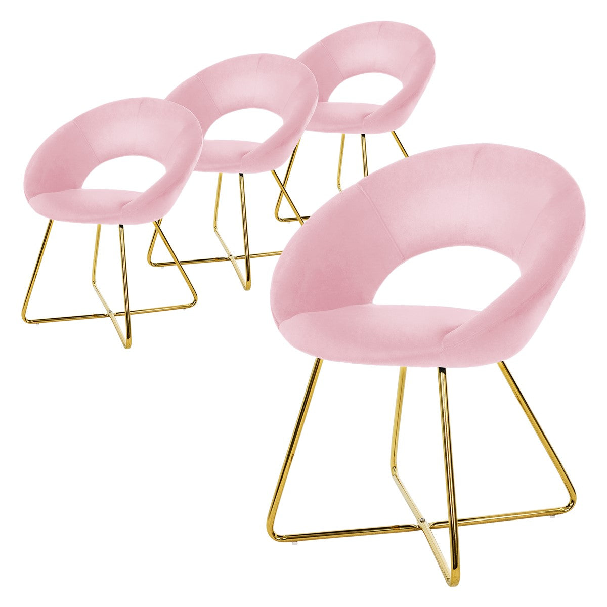 ECD Germany Möbel chaise velours dossier rond pied doré bleu