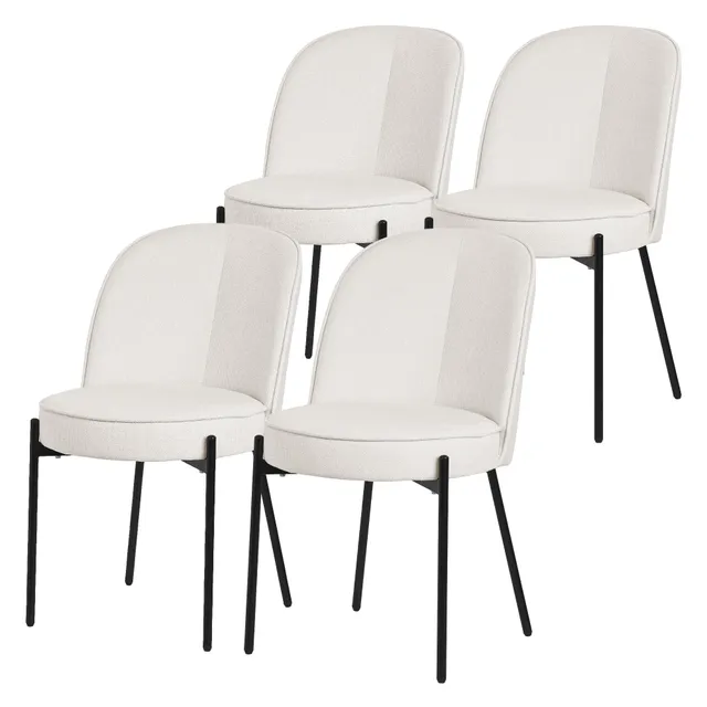 ECD Germany ML-Design chaise rembourrée beige lot 4 tissu