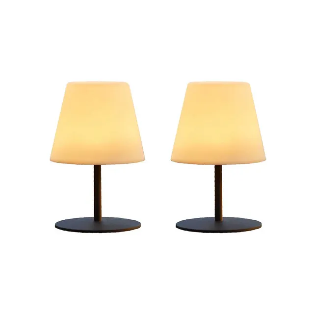 Red Deco Twins H16cm pack 2 lampes sans fil gris blanc chaud