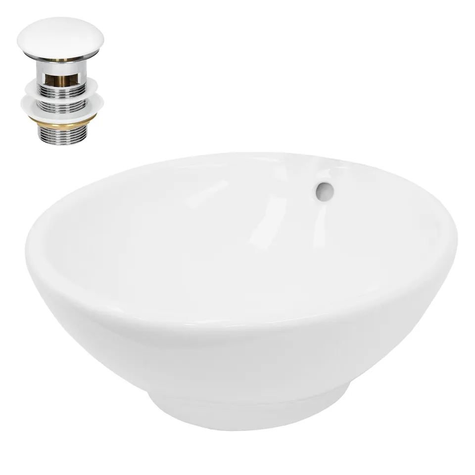 LuxeBath vasque céramique blanche à poser 42 cm avec bonde