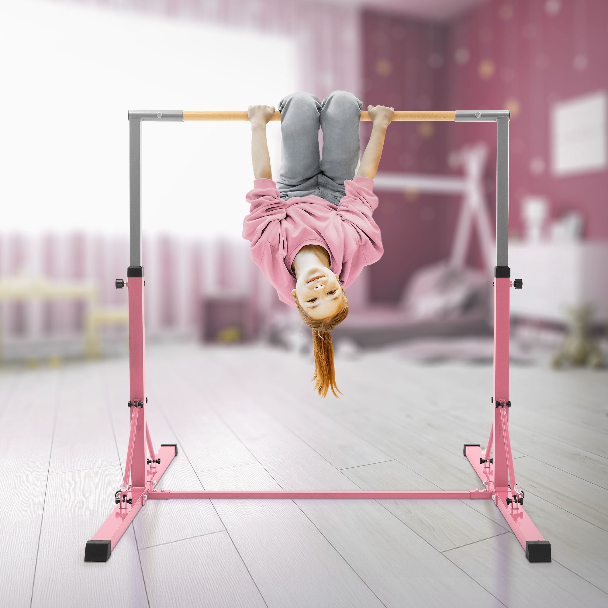 ECD Germany Kinder barre gymnastique enfant rose 95,5-150 cm