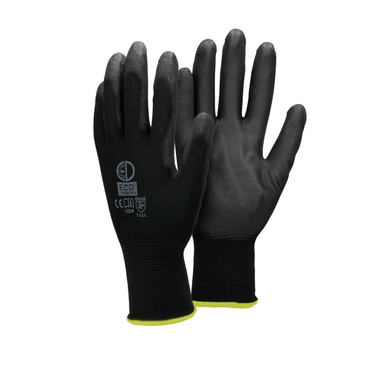 ECD Germany gants de travail taille M noir PU lot 12 paires