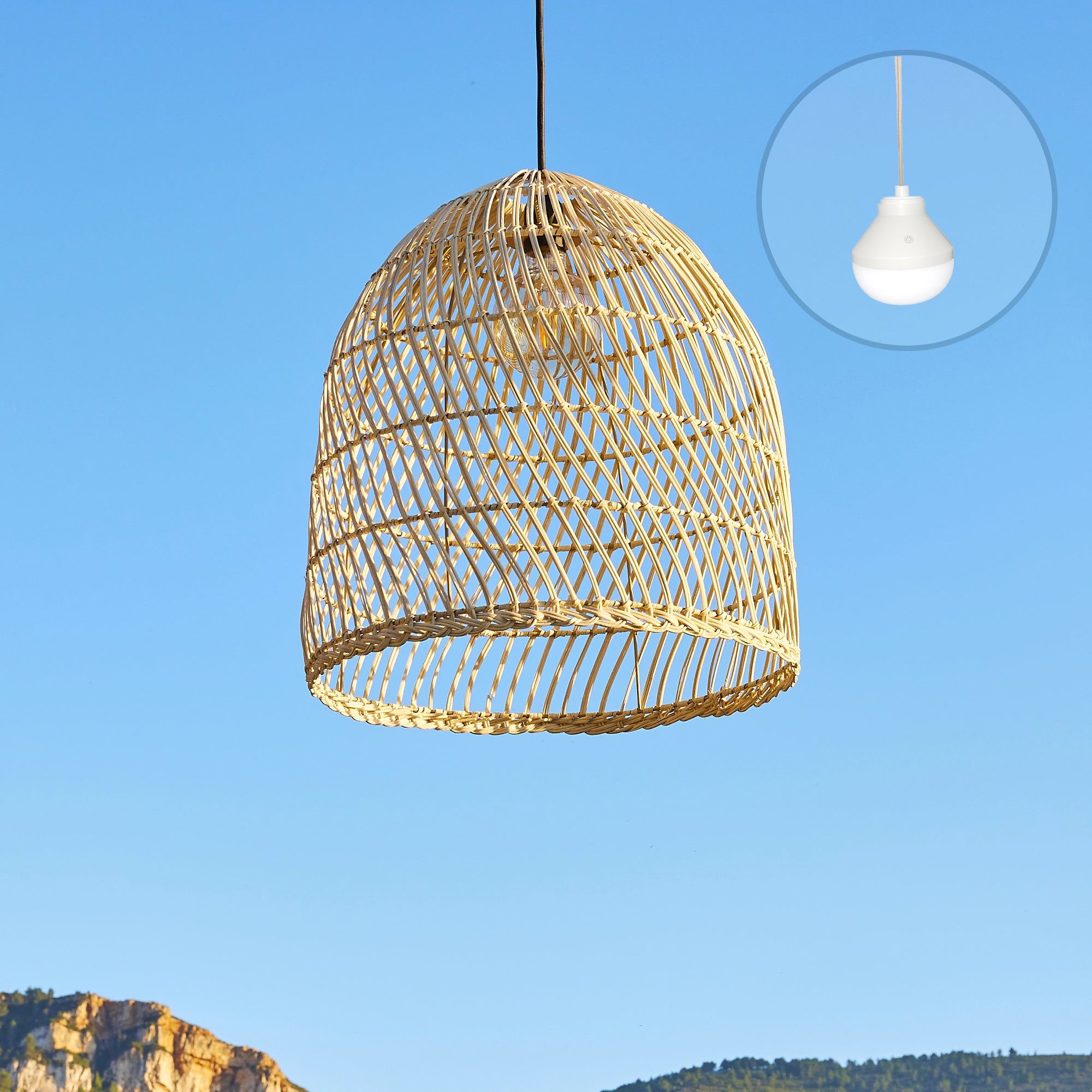Red Deco Paulo Nomad suspension rotin 40cm LED RGB nomade