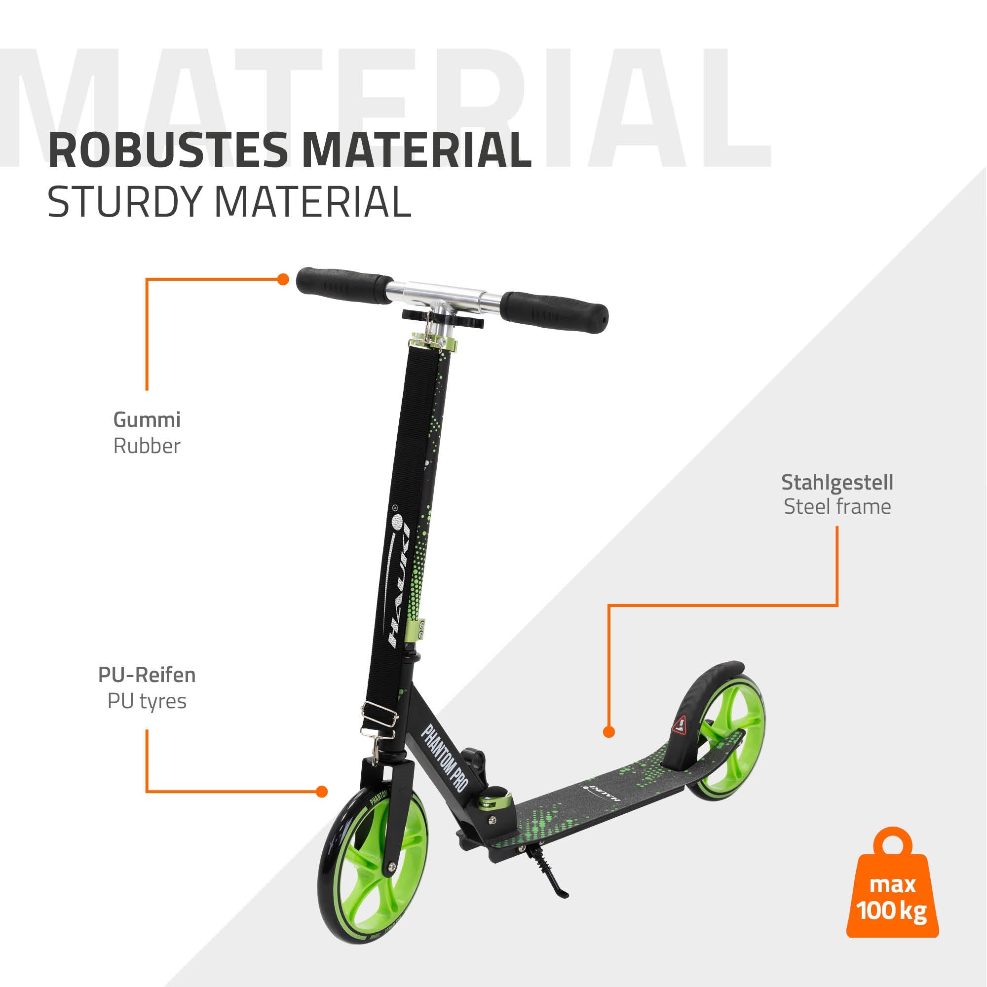 HAUKI Cityroller trottinette verte pliable roues 20 cm