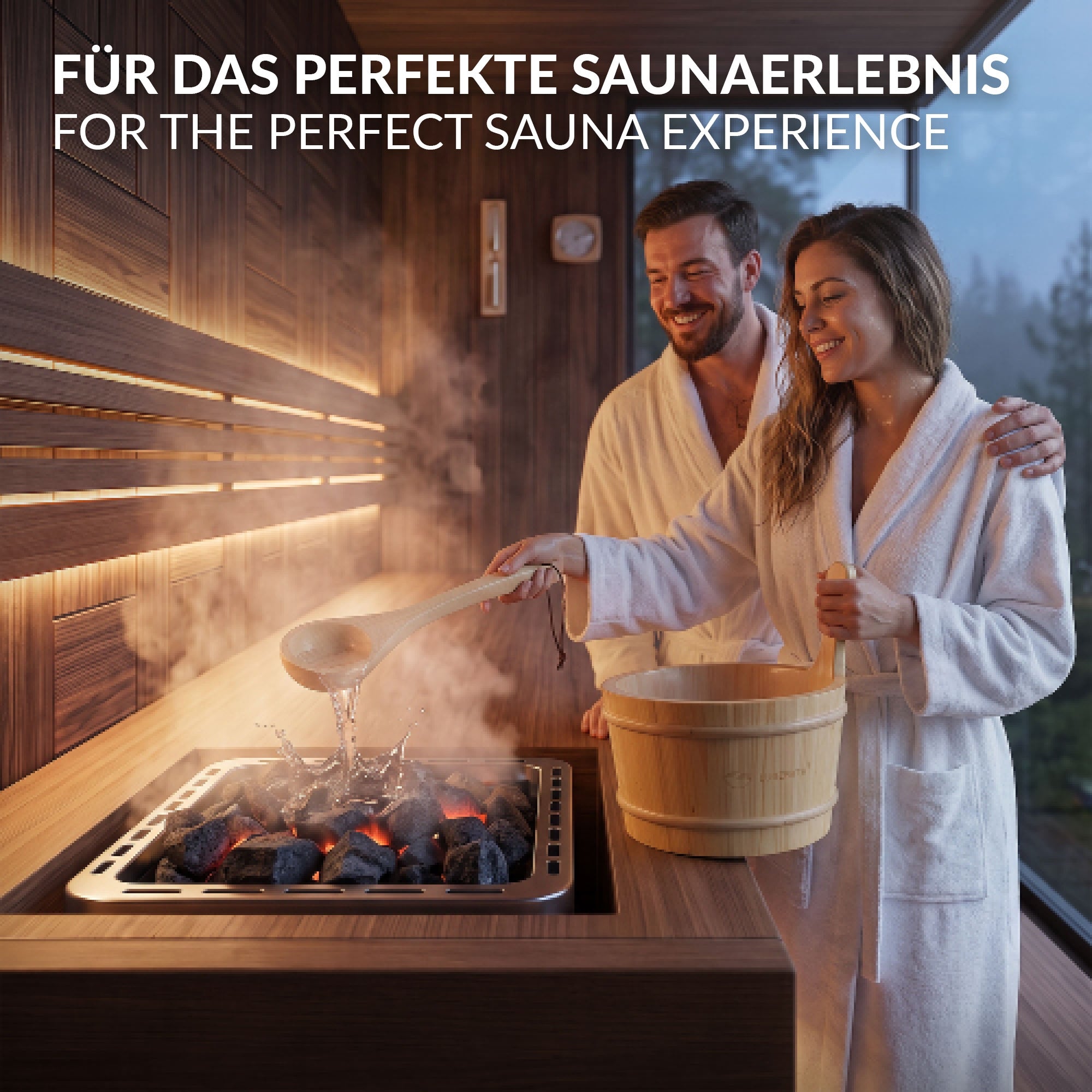 LuxeBath Sauna Seau sauna bois pin 4 L lot 2 pièces