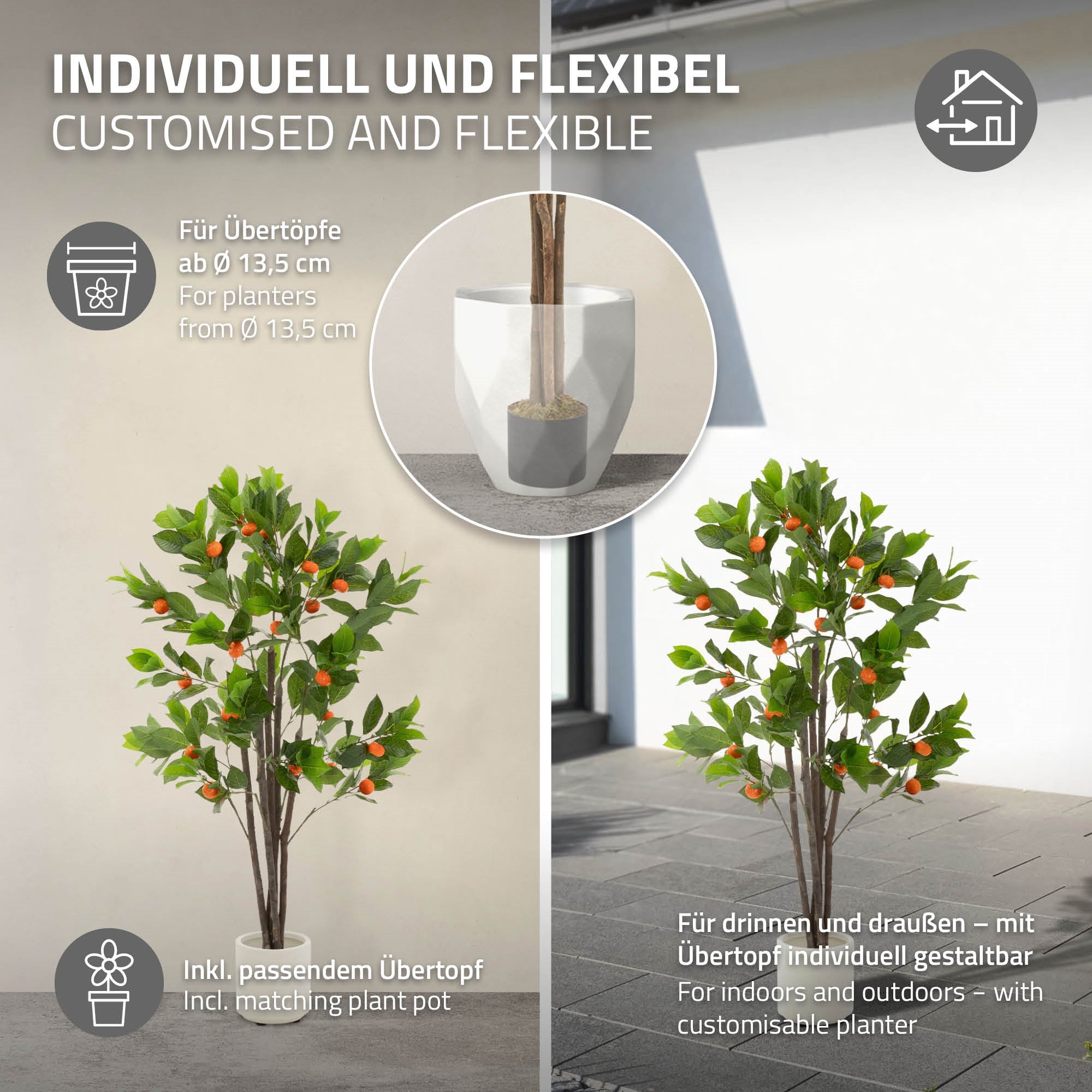 ML-Design oranger artificiel plante 130 cm pot fruits