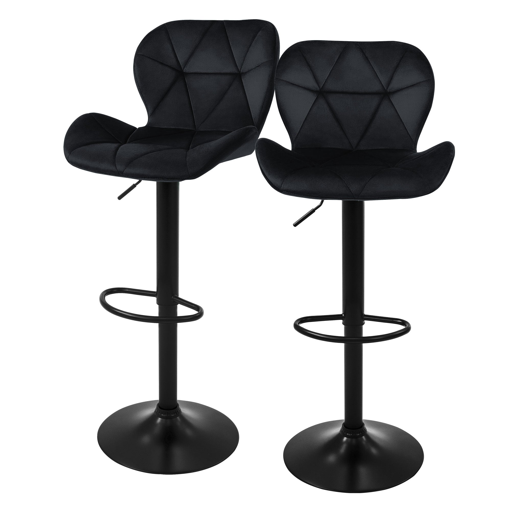ECD Germany Möbel Tabouret Bar Velours Noir Réglable Lot 2 Dossier
