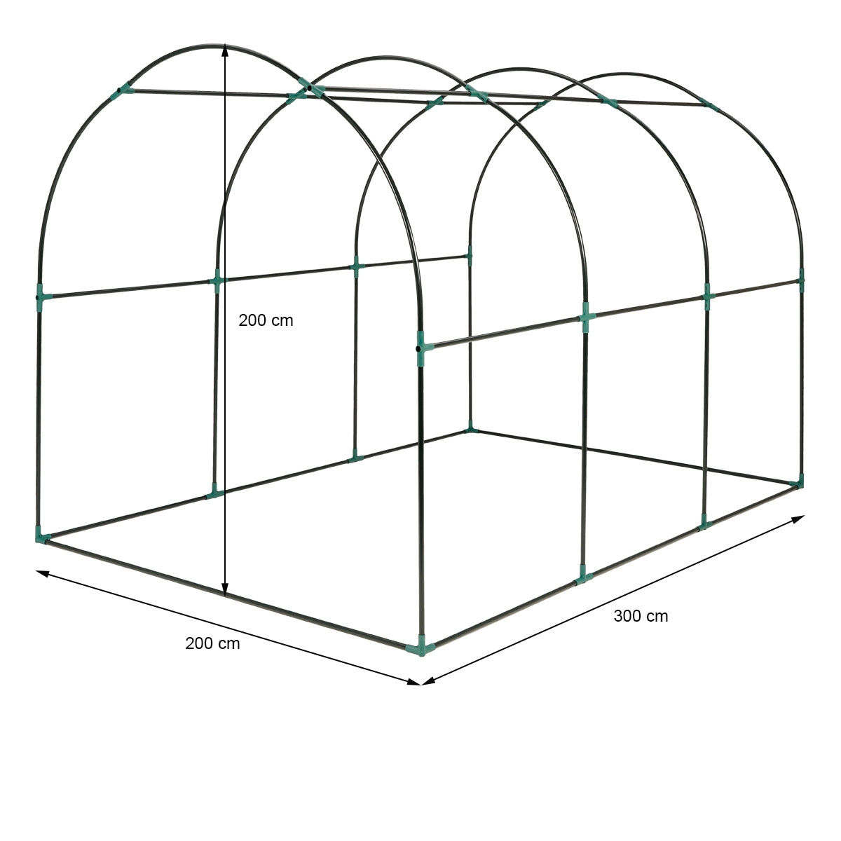 ECD Germany Garten Serre de jardin verte 300x200x200 cm PE