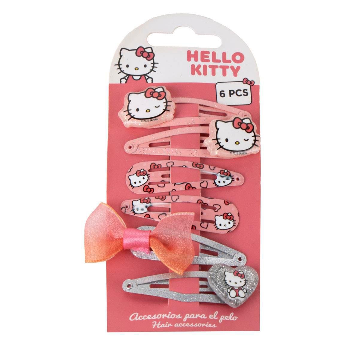 Hello Kitty lot 6 barrettes paillettées nœud cheveux fille