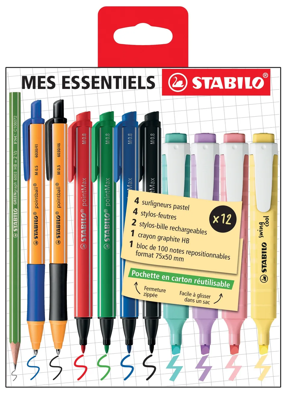 STABILO Mes Essentiels pochette zippée 12 pièces