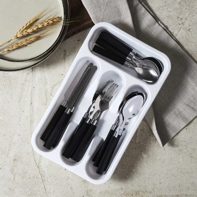 Stokomani Maison range-couverts 16 pièces noir tiroir