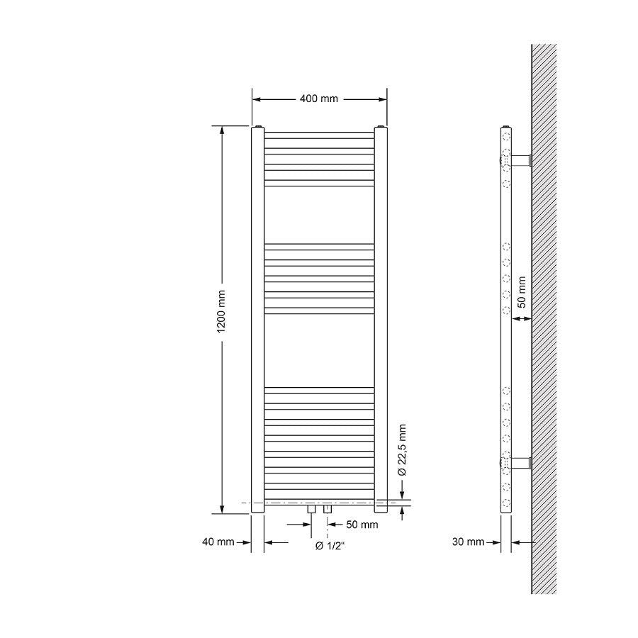 ECD Germany Heizungen Sèche-serviettes 40x120 cm blanc central