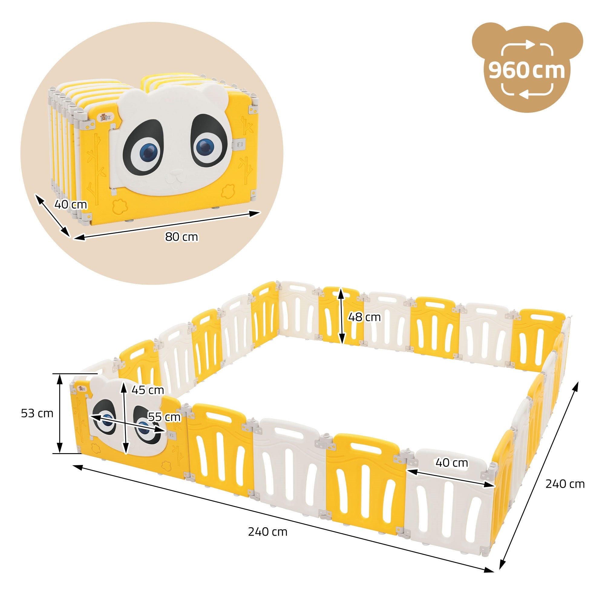ECD Germany Kinder Joyz 240x240 parc bébé panda pliable