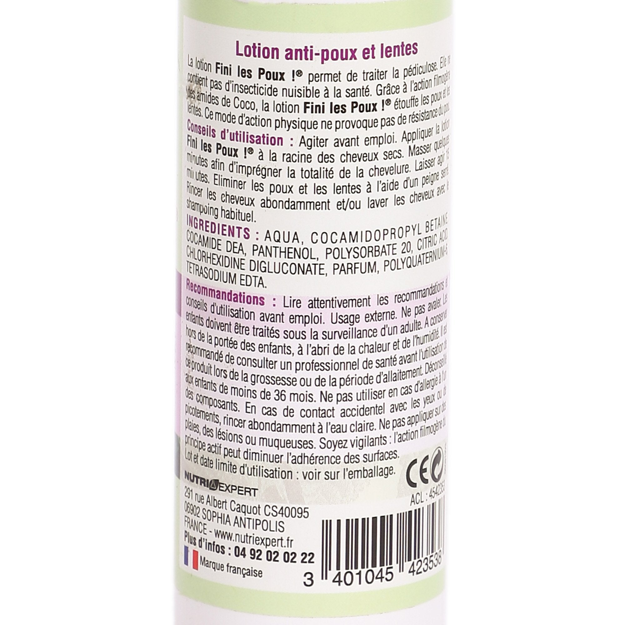 Lotion anti-poux et lentes soin cheveux famille