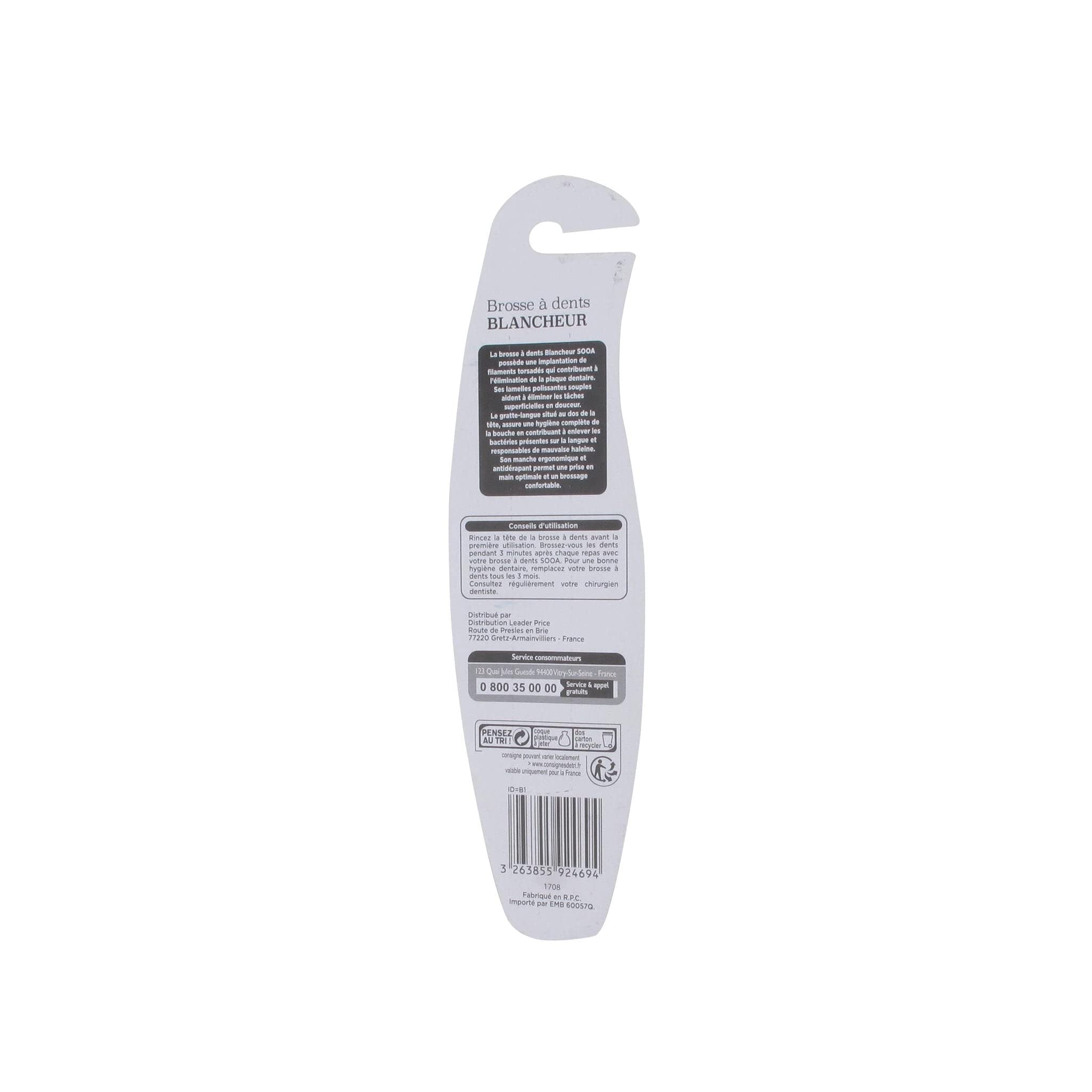Leader Price Sooa brosse à dents blancheur