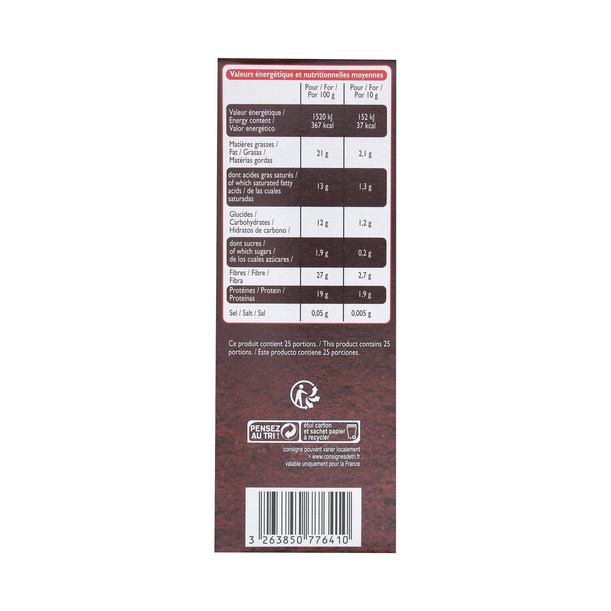 Leader Price Petit-déjeuner cacao non sucré 250g lot de 6 boîtes