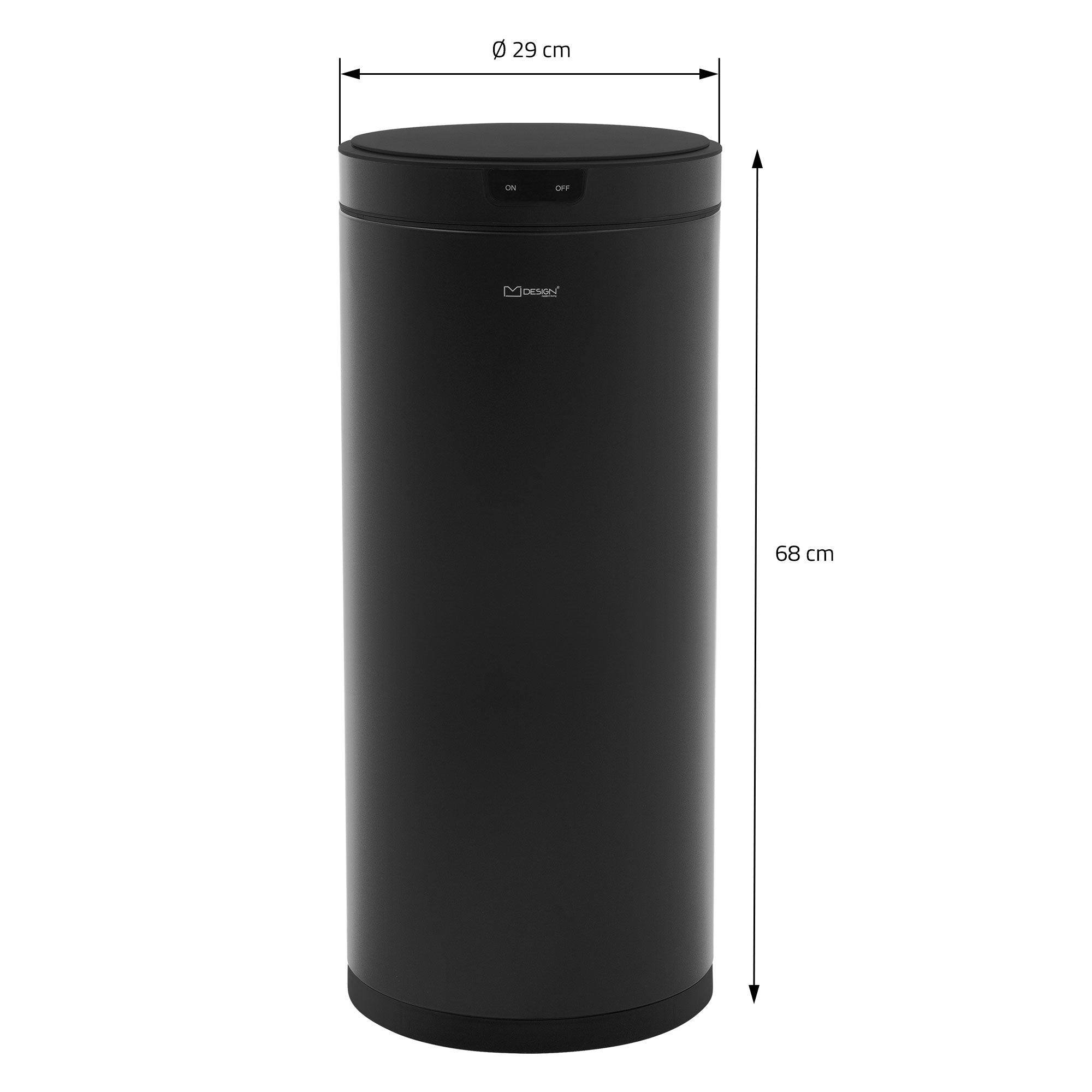 ML-Design Poubelle capteur 40L acier noir mat