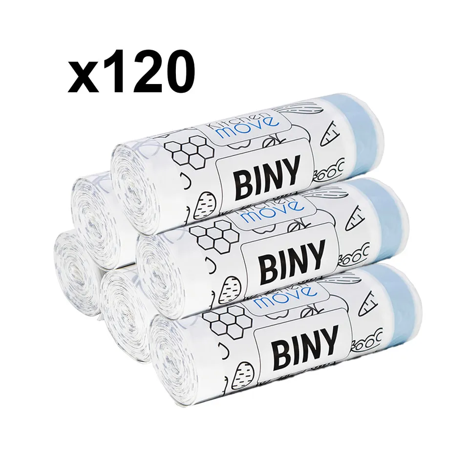 Red Deco Biny lot 120 sacs poubelle 50L blanc lien coulissant