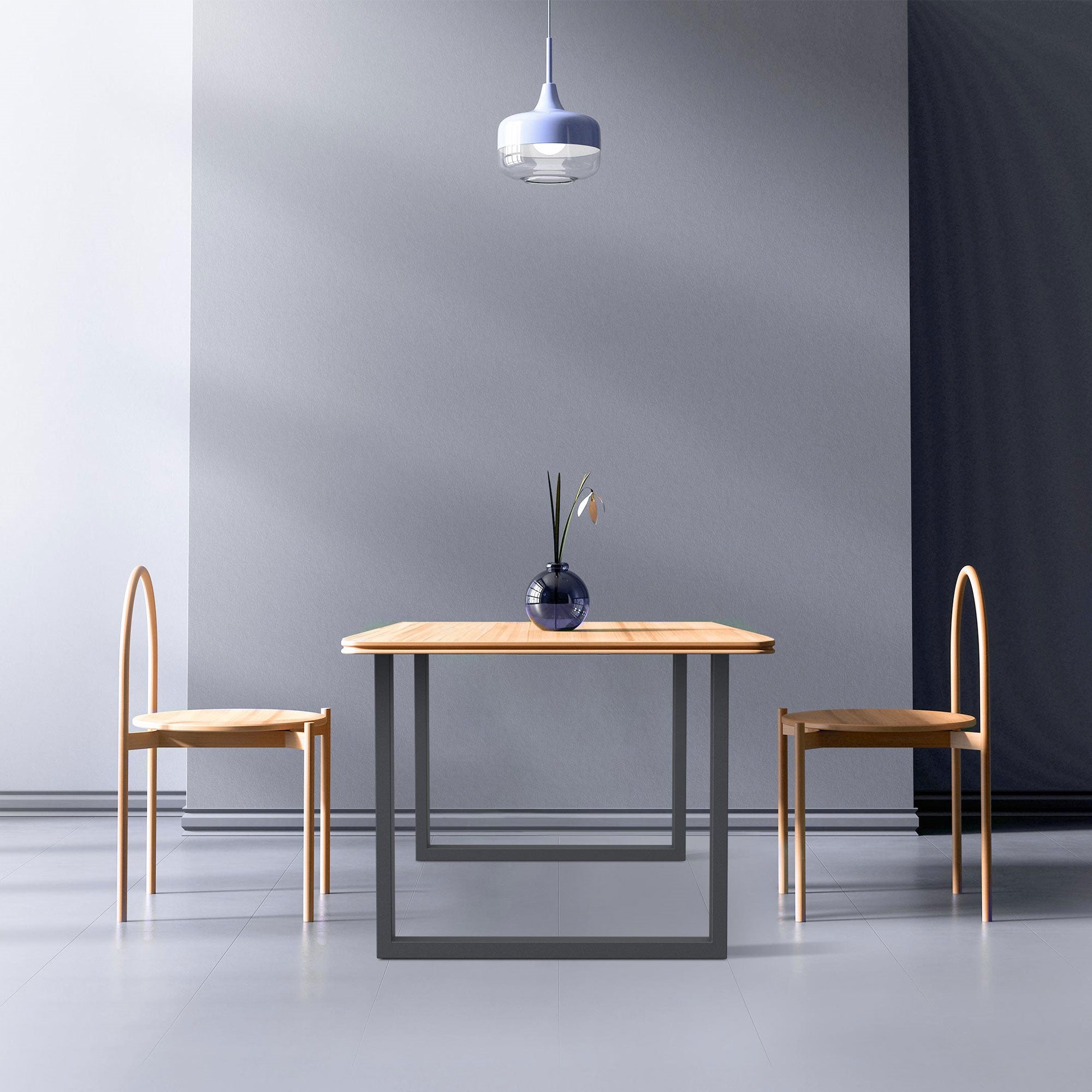 ECD Germany Möbel pied table traîneau 80x72 anthracite lot 2 acier