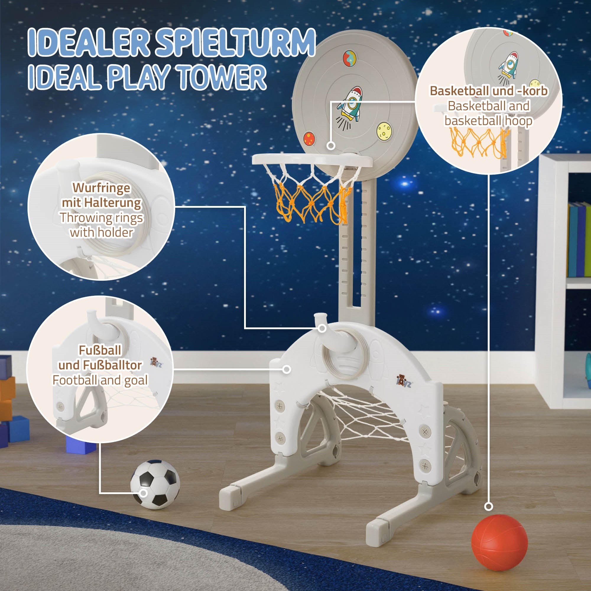 ECD Germany Kinder panier basket enfant 3-en-1 réglable