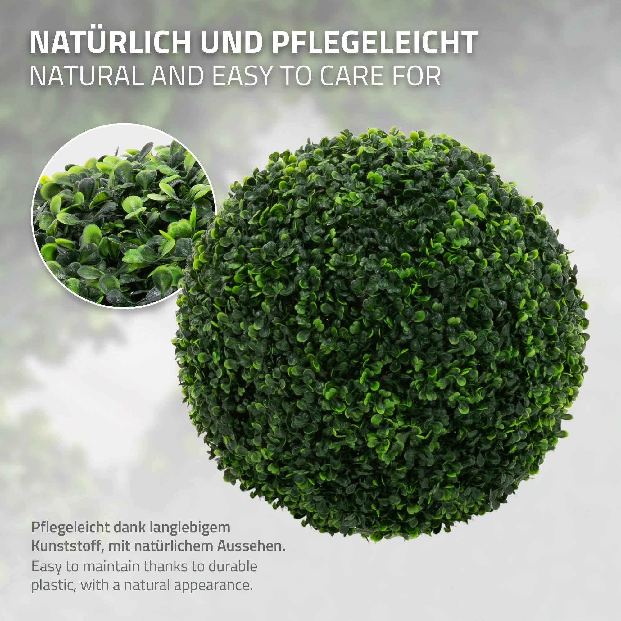 ECD Germany Haus buis artificiel boule verte 45 cm lot 2 déco