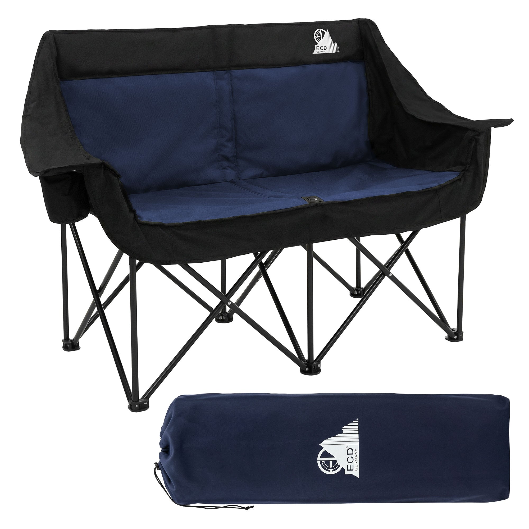 ECD Germany Chaise camping double bleue 2 places 200kg
