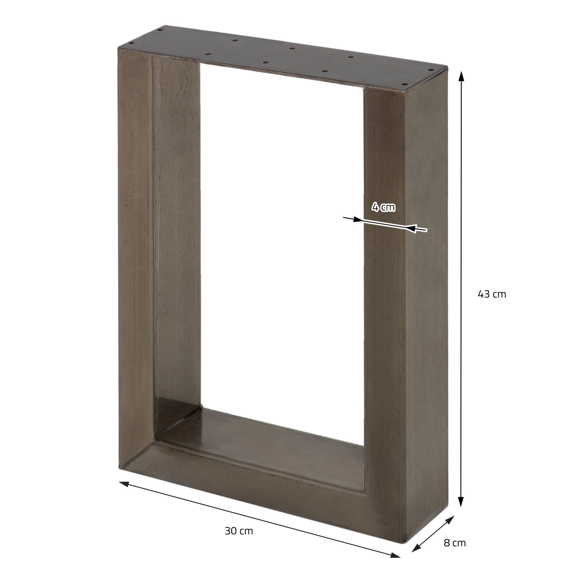 ECD Germany pieds table acier 30x43 cm industriel lot 2