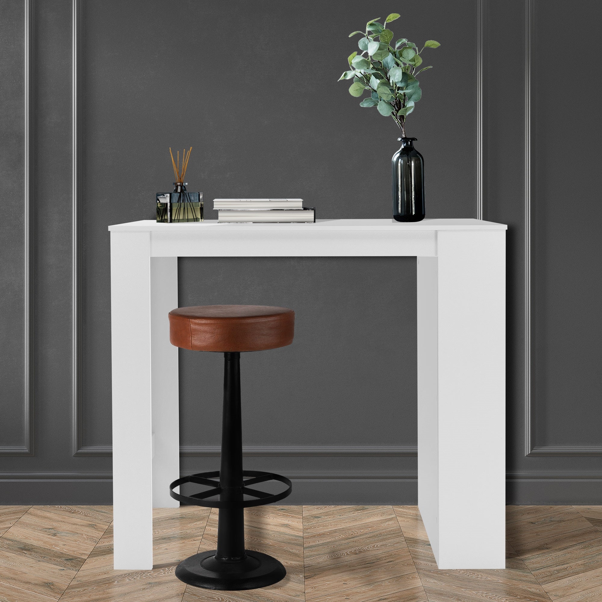 ECD Germany Möbel ML-Design table bar 117 cm chêne blanc